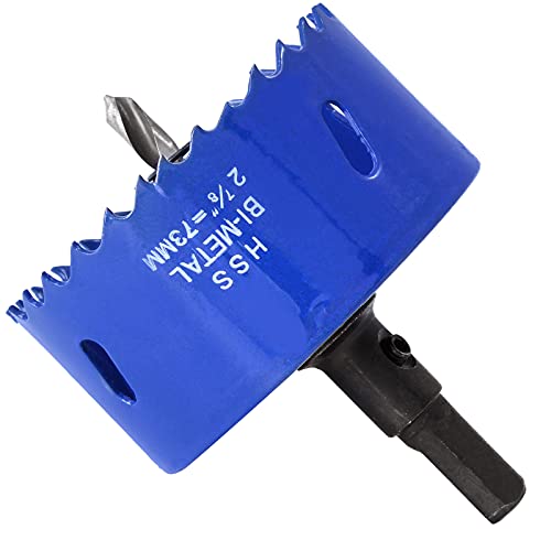 Image of Luomorgo 2-7 /8 inch 73mm Hole Saw | 1 1 /4 inch Cutting Depth, HSS Bi-Metal, Hex Shank Drill Bit Adapter, For Wood Cornhole Boards Plastic Drywall Fiberboard