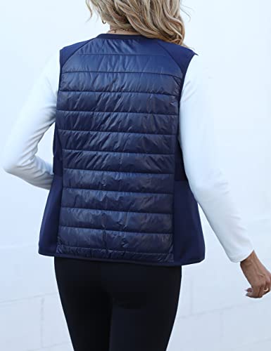 Dilgul Womens Vests Outerwear Stand Collar Zip Quilted Vest Sleeveless Warm Gilet Fall Winter Vest Blue L #TOP4