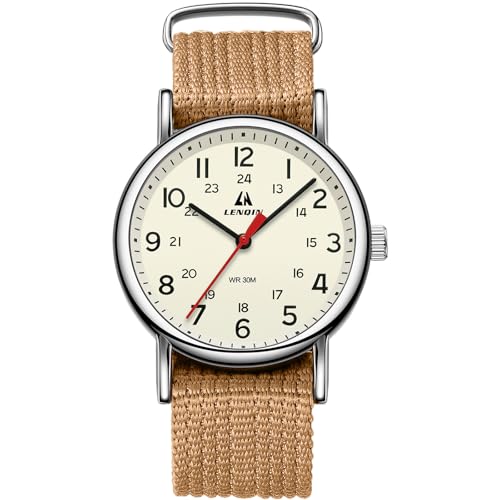Image of LN LENQIN Mens Watches Unisex Military Sport Nylon Strap Stylish Luminous Fashion Analog Quartz Watch for Men Waterproof Army Tactical Casual Wristwatch