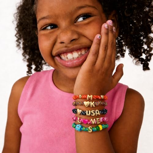 Image of MYCUTEY Initial Bracelet Making Kit - DIY Friendship Bracelet Kit with Bubble Letter,Pony Beads,Woven Ropes & Charms,Custom Beaded Bracelets Making Supplies,Jewelry Making Kit,Personalized Craft Gifts