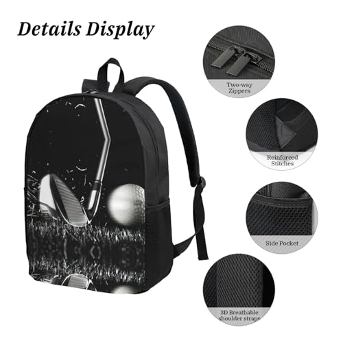 Mochila escolar de golf negra en set de 3 piezas con lonchera y estuche para lápices talla única 5