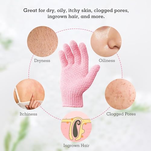 Image of CVNDKN 1 Pair Exfoliating Gloves,Shower Glove for Women Men,Wash Gloves for Shower,Deep Cleansing Exfoliating Mitt Bath Glove Wash Dead Skin Remover Exfoliate Body Scrubber (Pink)