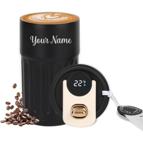Image of Giftana Personalized Coffee Tumbler with Name, Customized Travel Mug with Lid, Coffee Mug for Men and Women, Birthday Gifts, Valentine's Day Gift, Corporate Gifts for Employee (Black, 420 ml)