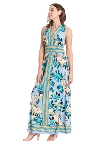 Image of London Times Women's Sleeveless V-Neck Maxi Dress for Women | Casual Dresses for Women
