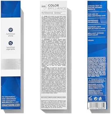 Ion Permanent Brights Creme Hair Color Sapphire, Vegan, Cruelty Free, PPD Free, 100% Gray Coverage, Long Lasting, Fade Resistant Color, 2.05 oz