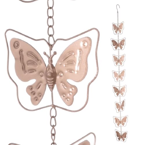 Chaînes De Pluie En Métal Pour Gouttière, 120cm Chaîne De Drainage Carillons De Pluie Vintage, Chaîne De Gouttiere À Suspendre En Form D'arrosoir/Papillon/Cœur/Cloche Pour Porche Jardin Extérieur