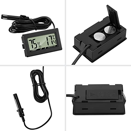 Thlevel Mini LCD Digital Thermometer Hygrometer Temperatur Luftfeuchtigkeit Tester mit externem Sensor für Kühlschrank Gefrierschrank 3 Stücke
