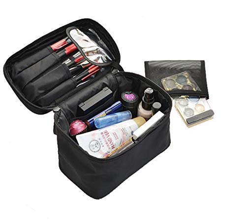 Travel Makeup Train Case Makeup Cosmetic Case Organizer Portable Artist Storage Bag for Cosmetics Makeup Brushes Toiletry Jewelry Digital Accessories (black)