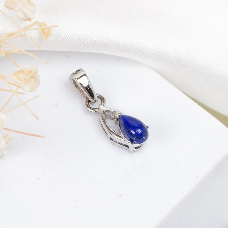 Pendentif lapis-lazuli argent 925 véritable pour éviter les allergies