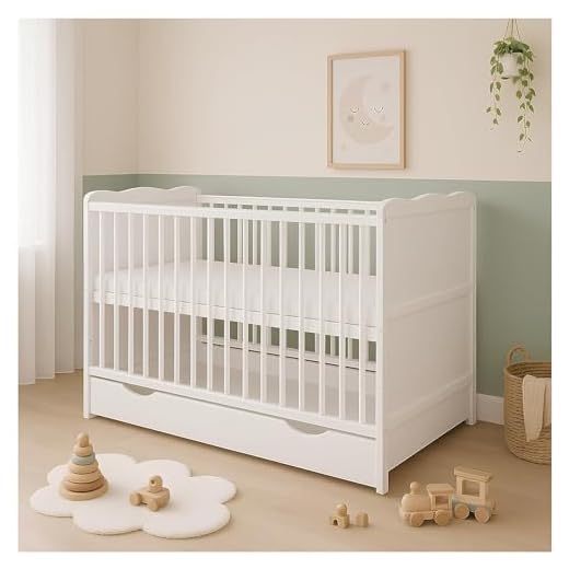 Baby Delux Babybett Kinderbett Juniorbett Jack 140x70 Weiß umbaubar mit Schublade Matratze