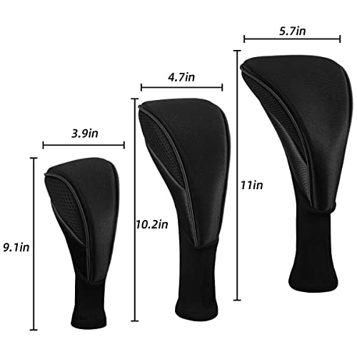 Scott Edward 3 Stück Golf Hybrid Schlägerhauben mit austauschbarem Nr. Tag, passend für Driver's Tunnel Hybrid Schläger 1, 3 und 5(schwarz)