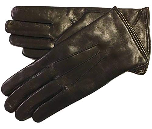Madova マドヴァ イタリア製 レザー・グローブ ブラック カシミヤ裏地 セミロング (8.5)