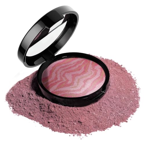 Image of SUAKE Brighten Baked Blush Contour Palette, 2-in-1 Blush & Highlighter Hybrid - Pressed Powder-Butter Cream, Marbleized, Intensely Pigmented Natural Finish, Buildable Color (Blush-A02)