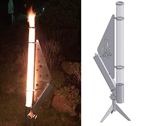 Kirchberger Metal Pellet Fire Pillar Heater Magic Pellet-Fire Stainless Steel Tripod, Fire