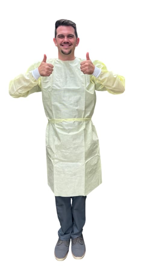 Disposable Isolation Gowns - Knee-Length, Non-Woven, Latex Free (XL)