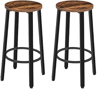 HOOBRO Bar Stools Set of 2, Wooden Bar Chairs, Kitchen Counter Breakfast Bar Stools, Kitchen Stools with Footrest, Industrial, for Home Pub Bar Table, Living Room, Lounge, Rustic Brown EBF02BY01