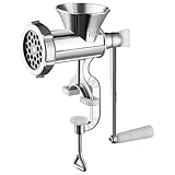Tritacarne manuale in acciaio inox, tritacarne a mano, per uso domestico, grande capacità, tubi di ripieno per salsicce inclusi, lama in acciaio al tungsteno, ideale per macinare carne, spezie e altro