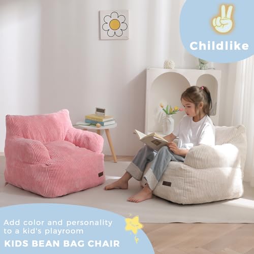 Image of MAXYOYO Kids Bean Bag Chair, Stuffed Bean Bag Sofa, Pink, Standard | Bean Bag Chair for Boys and Girls, Lazy Sofa with Pocket Floor Chair for Gaming, Reading
