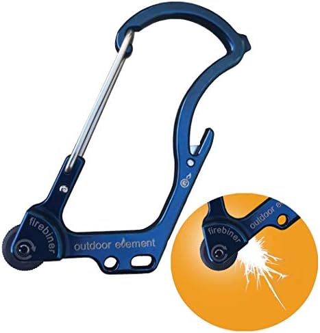 OUTDOOR ELEMENT Firebiner - Fire Starter, Carabiner, Multi Tool, Utility Blade, Bottle Opener, Keychain Emergency Tool with Screwdriver Tip