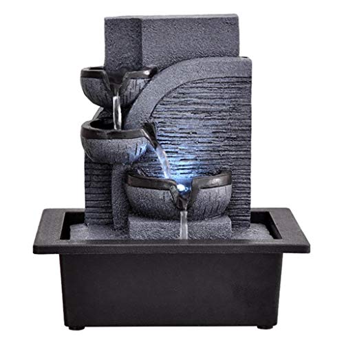 Creative Resin Landscape Fountain Indoor Water Fountain Desktop Decoration Statue Mountain Stone Feng Shui Fountain (Color : E)