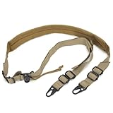 WarBull Padded 2 Point Rifle Sling, Tactical Gun Sling with HK Hook, for Rifle, Shotgun, and Crossbow, Padded Sling for Hunting Shooting and Hiking Camping Climbing with Keychain Gift (Coyote Brown)
