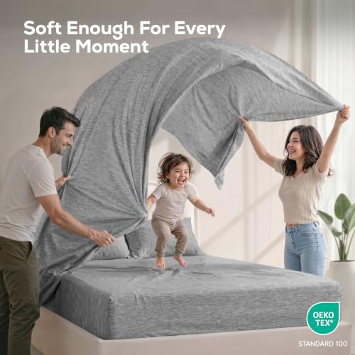 Image of Utopia Bedding Queen Size Sheet Set - 4 Piece Bed Sheets, Soft and Breathable Microfiber, Includes 1 Fitted Sheet, 1 Flat Sheet and 2 Pillowcases - Oeko Tex (Heather Grey)