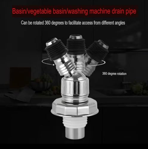 Image of Bathroom Floor Drain Connector | Water Drain Anti Core Overflow Elbow Outlet Pipe Connector for Washing Machine | Backflow Preventer Drainer (360-Shape Coupling)