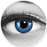 Funnylens Farbige blau Kontaktlinsen Space Blue - weich ohne Stärke 2er Pack + gratis Behälter – 12 Monatslinsen - perfekt zu Halloween Karneval Fasching oder Fasnacht