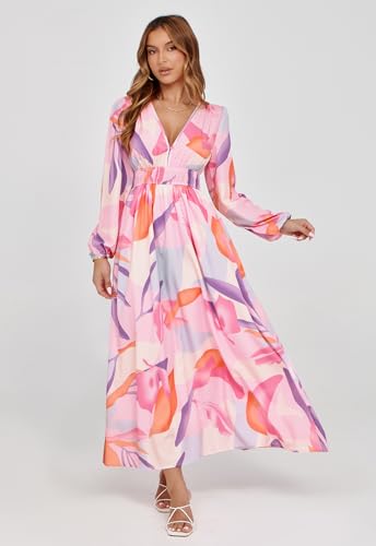 Image of Sissyaki Womens Long Sleeve Summer Maxi Dress 2026 Floral Dress Spring Wedding Guest Dress