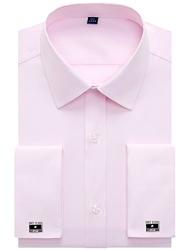 Image of Alimens & Gentle French Cuff Regular Fit Dress Shirts (Cufflink Included) | Office Work,Business Casual,Wedding,Formal Event,Interview,cufflink,Soft,Breathable,Polyester Cotton