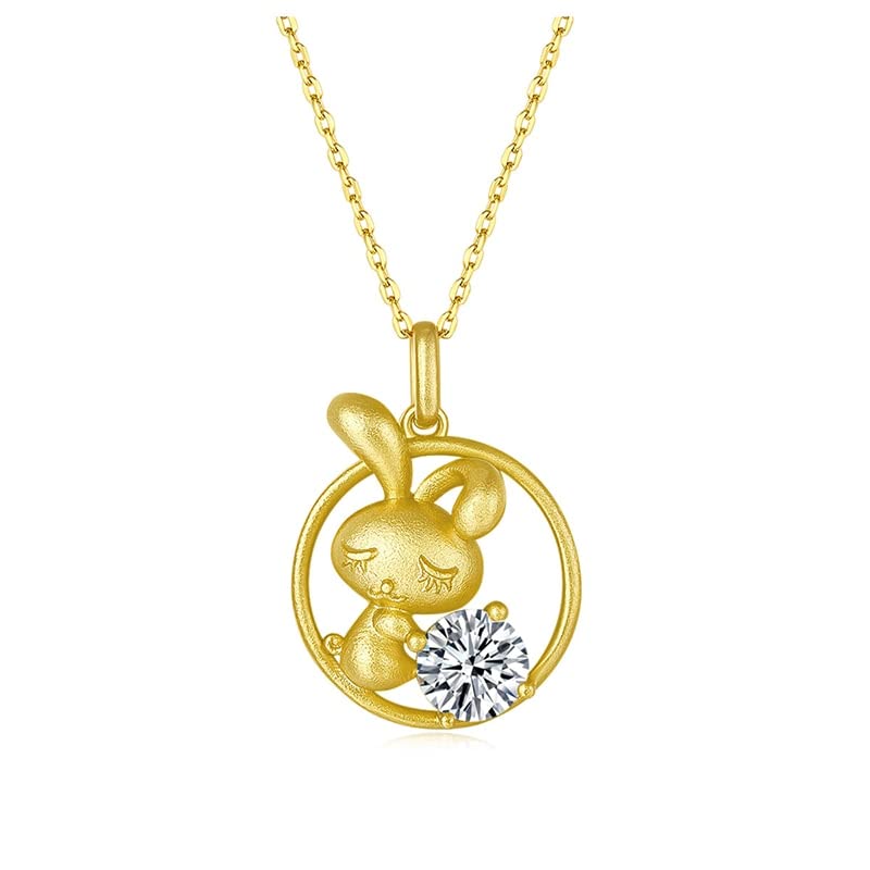 Collier lapin moissanite 1 ct argent 925 pour femme chic