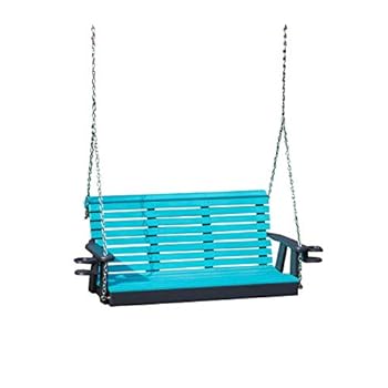 Alternative view of Ecommersify Inc 5FT-Aruba Blue-Poly Lumber ROLL Back Porch Swing with Cupholder arms Heavy Duty Everlasting PolyTuf HDPE - Made in USA - Amish Crafted