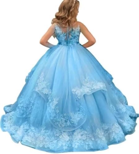 Tulle Flower Girl Dress for Wedding Lace Applique First Communion Dress for Girls Formal Dress Party Ball Gown
