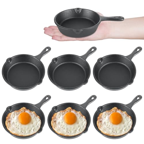 LDHHYH 6 Pack Mini Cast Iron Skillet, 4 Inch Nonstick
