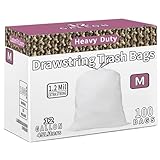 AngeLvet Code M Custom Fit Trash Bags Compatible with Simplehuman Code M | 100 Count | 12 Gallon / 45 Liter | 1.2 Mil | Heavy Duty White Drawstring Garbage Liners