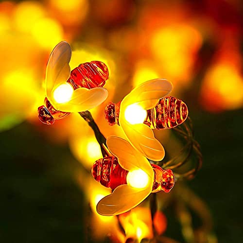 Image of Xenith 14 LED Honeybee Fairy String Lights Plug in String Lights Warm White Lights for Diwali Christmas Bedroom Kids Room Decor New Year Wedding Indoor Outdoor Decoration (Orange, 3.5 Meter)