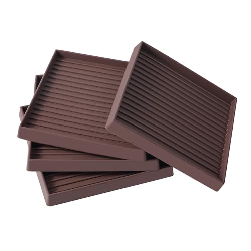 5x5 Square Rubber Furniture Caster Cups, Anti-Sliding Furniture Pads Bed Stopper Floor Protectors with Grip - Protect Any Flooring