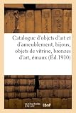  Catalogue d\'objets d\'art, d\'ameublement, bijoux, objets de vitrine, bronzes d\'art, émaux cloisonnés