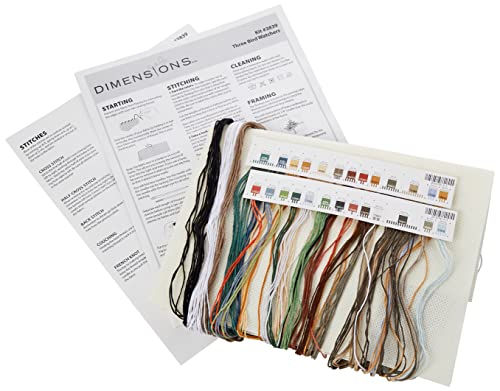 Image of Dimensions Counted Cross Stitch Kit 'Three Kitten Bird Watchers', Ivory Aida, 14'' W x 9'' H, 18 Count