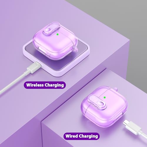Image of (with Safety Lock) Clear Case Compatible with Cute Apple Airpods 4 Cases 2024 Women, VISOOM Soft TPU Transparency Air pods 4 Gen Case iPods 4 Earbuds Case Girl Bling Keychain for Airpod iPod 4th Gen