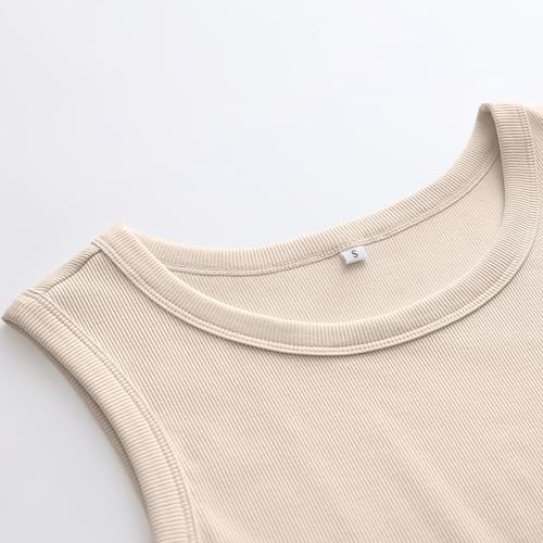 Image of ANRABESS Womens Sleeveless High Neck Tank Tops Fashion Summer Casual Basic Slim Fit Ribbed Racerback Top Shirt Clothes
