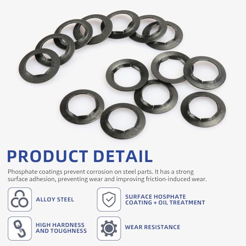 Image of Dolly Wheel Lock Washer Replacement for Hard-to-Find Push-On Pushnuts, 5 /8 inch Push Nut Locking Washer Fit for Hand Truck 5 /8 inch Axle Rod Push, Phosphate + Oil, 20 Pcs.