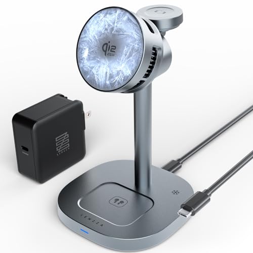 LENZZA (レンツァ) 【最新Qi2.2 最大25W出力】 IceCharge 3-in-1 マグネット式ワイヤレス充電ステーション MagSafe ペルチェ冷却 ワイヤレス充電器 スタンド マグセーフ対応 iPhone AirPods Apple Watch 3台同時充電 アイスチャージ 45W電源アダプタ USB-Cケーブル 付属 (スペースブラック)の商品画像（Amazon）