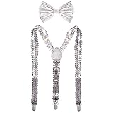 Man of Men - Premium Sequin Bow Tie & Suspenders Set (Silver)