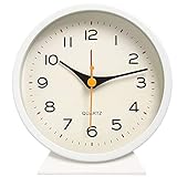 SHISEDECO 4.5' Battery Operated Antique Retro Analog Alarm Clock, Small Silent Bedside Desk Metal...