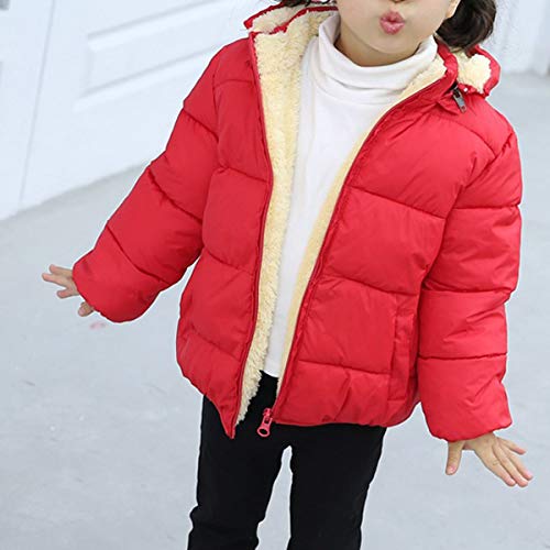 Baby Boys Fleece Lined Warm Coat Toddler Girls Long Sleeve Plush Zipper Hoodie Down Jacket Winter Clothes(Red,4-5 T) #TOP3