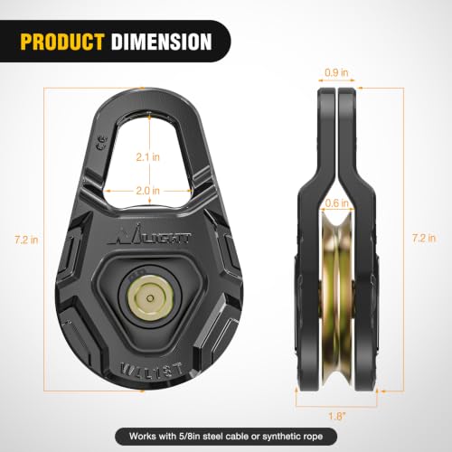 Image of Nilight Forged Snatch Block 18 Ton Winch Pulley System E-Coated Rustproof | Off Road Recovery Accessory for Synthetic Rope Steel Cable Truck UTV ATV