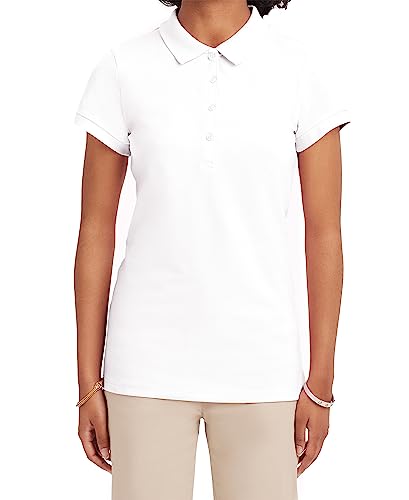 Nautica Junior's Uniform Short Sleeve Pique Polo, nautica White, Small(3/5)