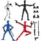 Gmajdar 4PCS Assembled Titan T-13 Action Figures Set - Robot Action Figure Fidget Toys for Boys Lucky Dummy Nova N13 Anime Figures with Multi Movable Joints Toys for Kids (White+Black+Blue+Red)