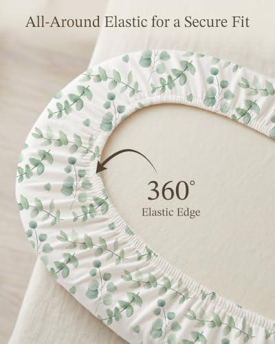 Image of Bassinet Sheets for Baby Girls Boys 2 Pack, Fitted Baby Mattress Sheet for Rectangle, Oval, Hourglass Bassinet Mattress, Breathable Cozy & Universal Fit (Bunny Meadow, Bassinet Sheet)